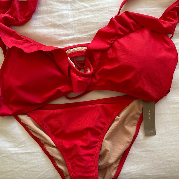 J.Crew Red Ruffle top string bikini - Picture 4 of 4